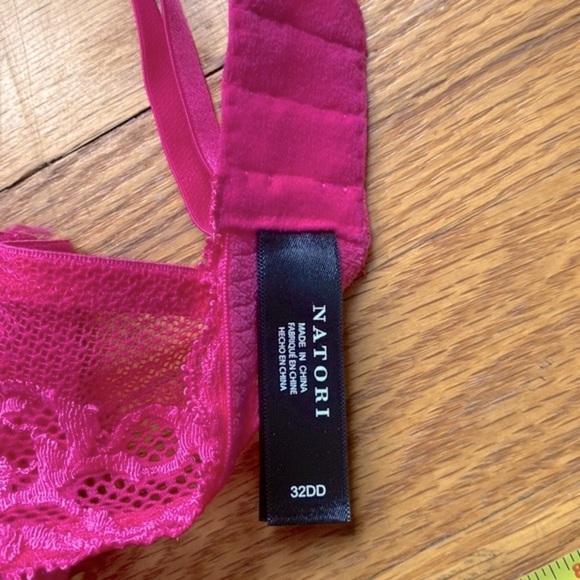 Natori Feathers Plunge Bra Size 32DD Hot Pink - Picture 5 of 7